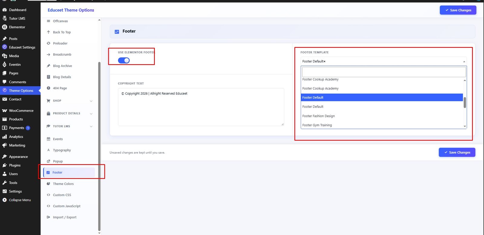 Footer Elementor