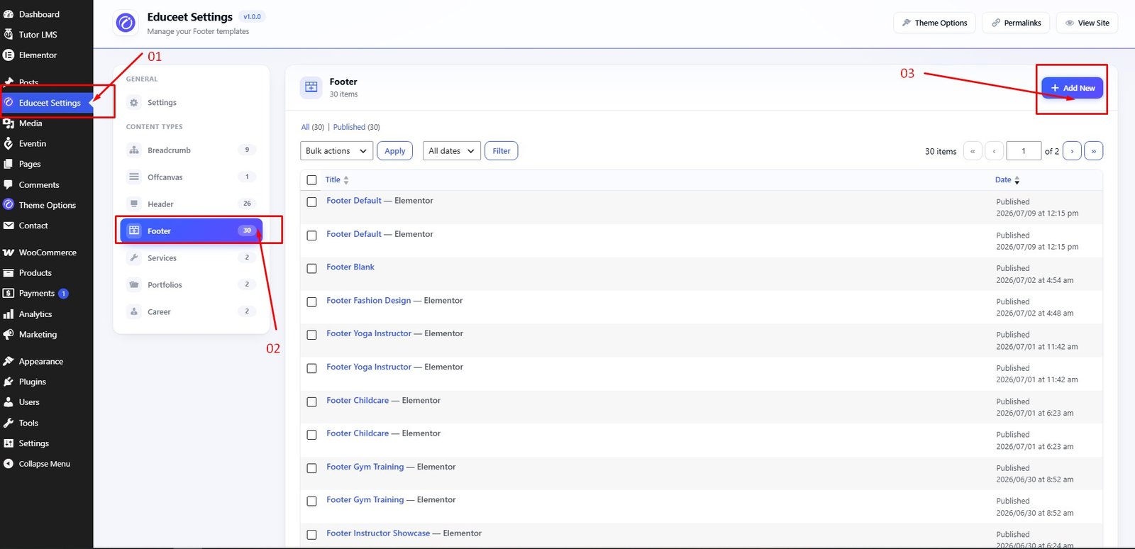 Create Footer