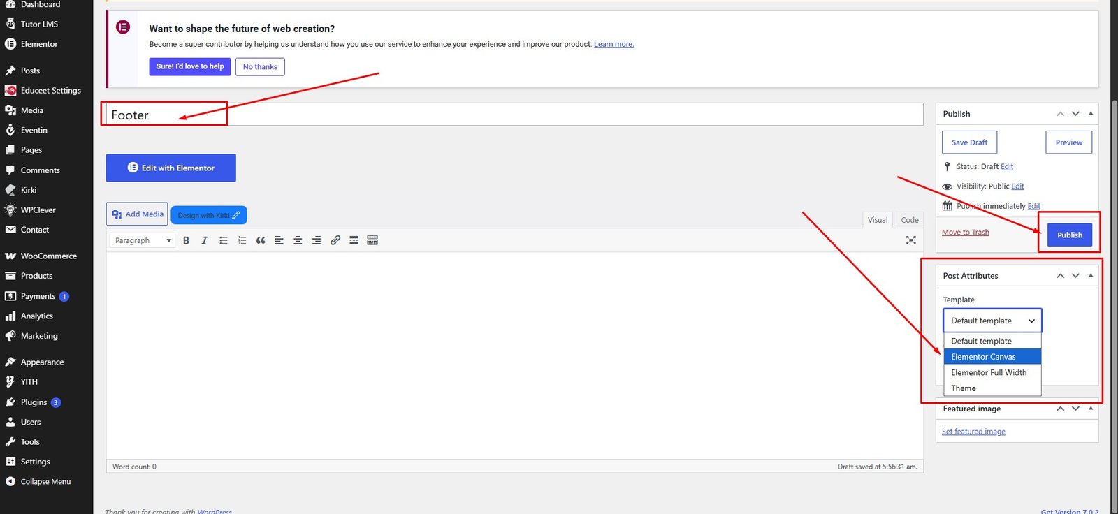 Publish Footer