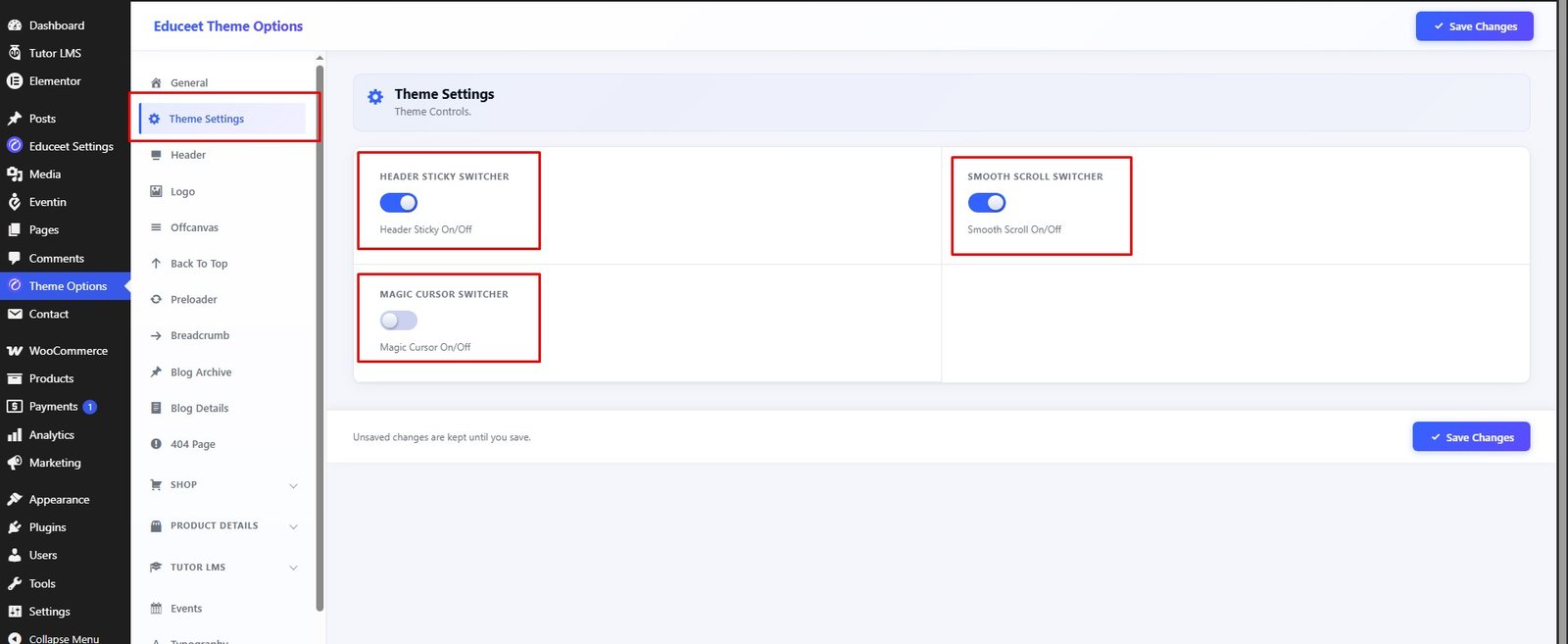 Theme Settings